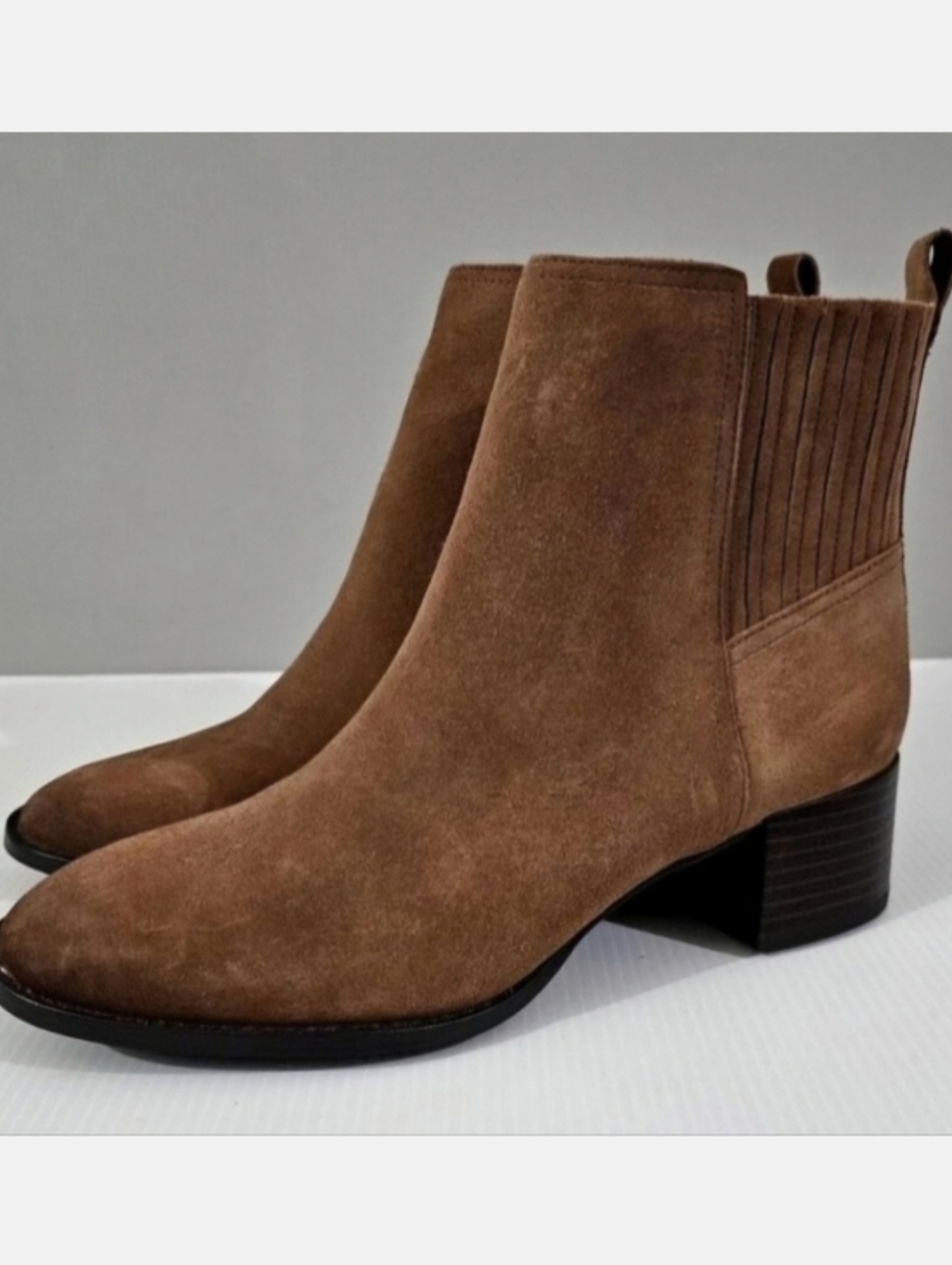Sam Edelman Kaiti Chelsea Ankle Boot Womens 7 Brown Suede Block Heel Western NEW